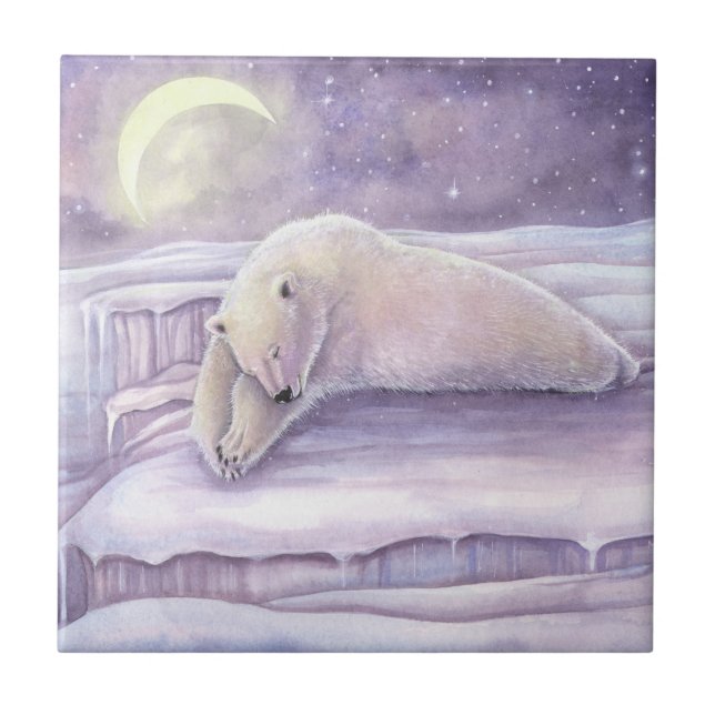 Vackert, sömnlös Polar Bear Artwork Kakelplatta (Framsidan)
