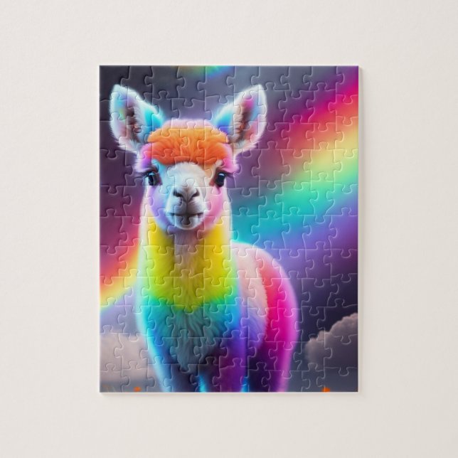 Vackert sötat Colorful Cute Llama Pussel (Vertikal)