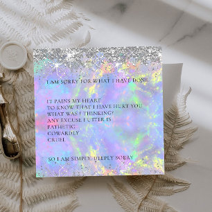 Vackert Sparkly Glitter, jag ber om ursäkt för kor Tack Kort