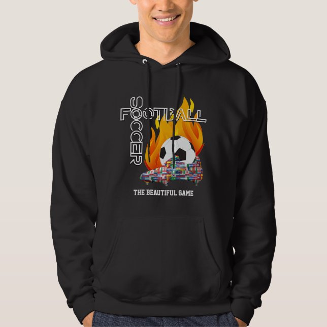 Vackert spel World FOOTBALL SOCCER Hoodie (Framsida)