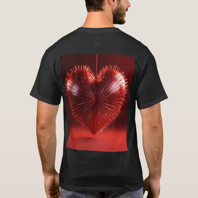 vackert spike hjärta, 3d rendering, 8k, mörk röd t shirt (Baksida)