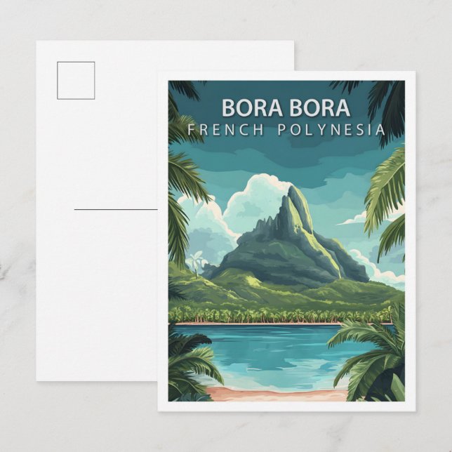 Vackert Ställe Bora Fransk Polynesia Travel Vykort (Fram/baksida)