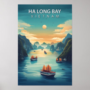 Vackert Ställe Ha Long Bay Vietnam Travel Poster
