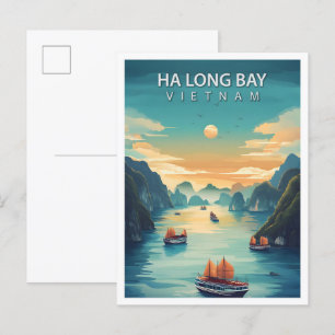 Vackert Ställe Ha Long Bay Vietnam Travel Vykort
