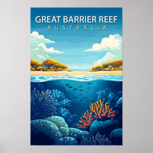 Vackert Ställe Underbar Barrier Reef Ausie Travel Poster