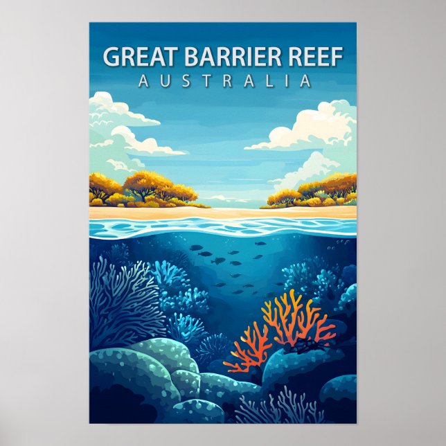 Vackert Ställe Underbar Barrier Reef Ausie Travel Poster (Framsidan)