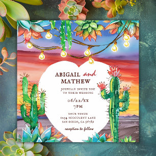 Vackert succuls Sunset Heart Bröllop Inbjudningar
