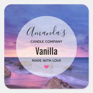 Vackert Sunset Coastal Photo - Candle Business Fyrkantigt Klistermärke