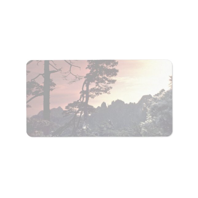 Vackert Sunset: Gult Mountain, China Adressetikett (Framsidan)