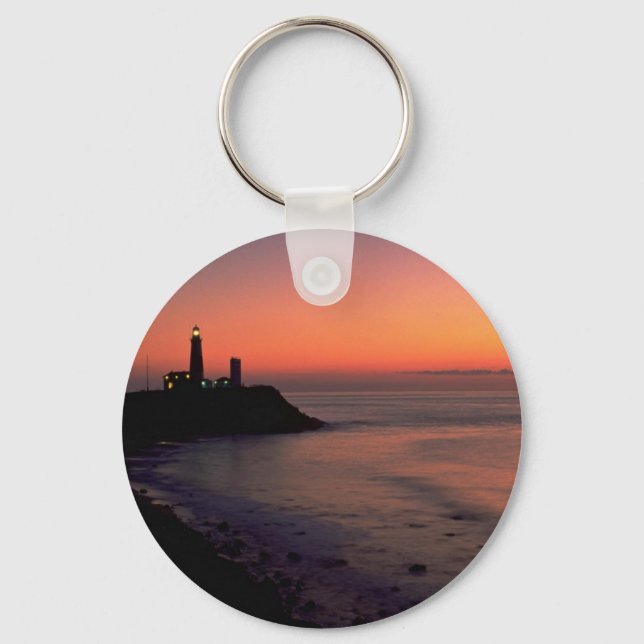 Vackert Sunset: Montauk Point Light House, Long Nyckelring (Framsida)