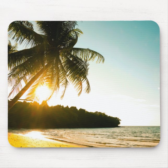Vackert Sunset på Tropical Beach med Handflatan Tr Musmatta (Framsidan)