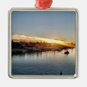 Vackert Sunset vid hamnen på Balboa Julgransprydnad Metall