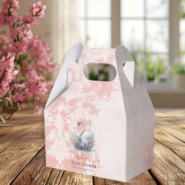 Vackert Svan Rosa Blommigt Damask Girl Baby Shower Presentaskar