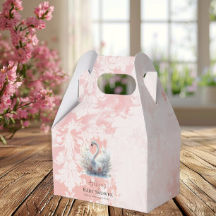 Vackert Svan Rosa Blommigt Damask Girl Baby Shower Presentaskar