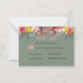 Vackert svarskort från Garden Sage Blommigt Anteckningskort