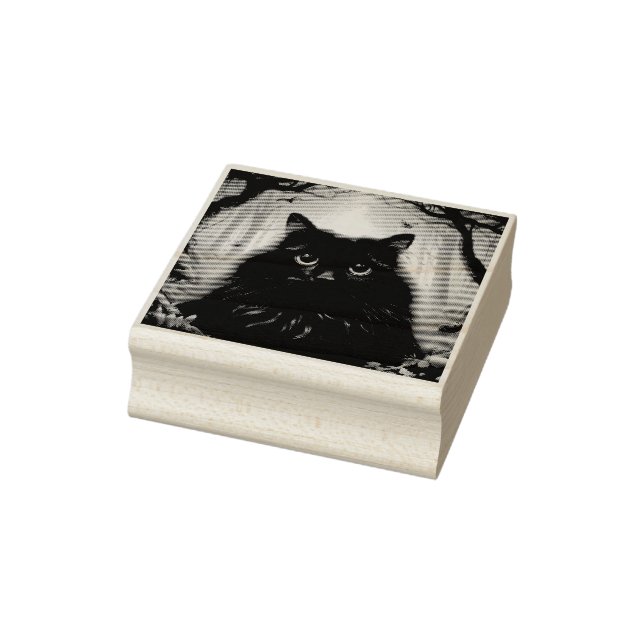Vackert, svart katt med Ögon Stämpel (Stämpel)