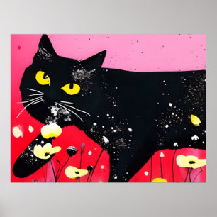 Vackert svart katt poster