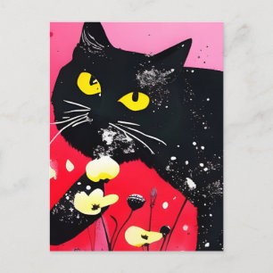 Vackert svart katt vykort