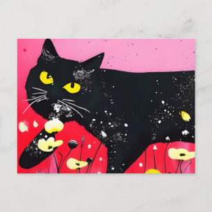 Vackert svart katt vykort