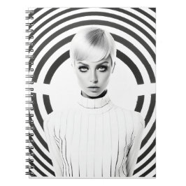 Vackert svart och vit konst av honkön Porträtt Anteckningsbok
