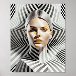 Vackert svart och vit konst av honkön Porträtt Poster