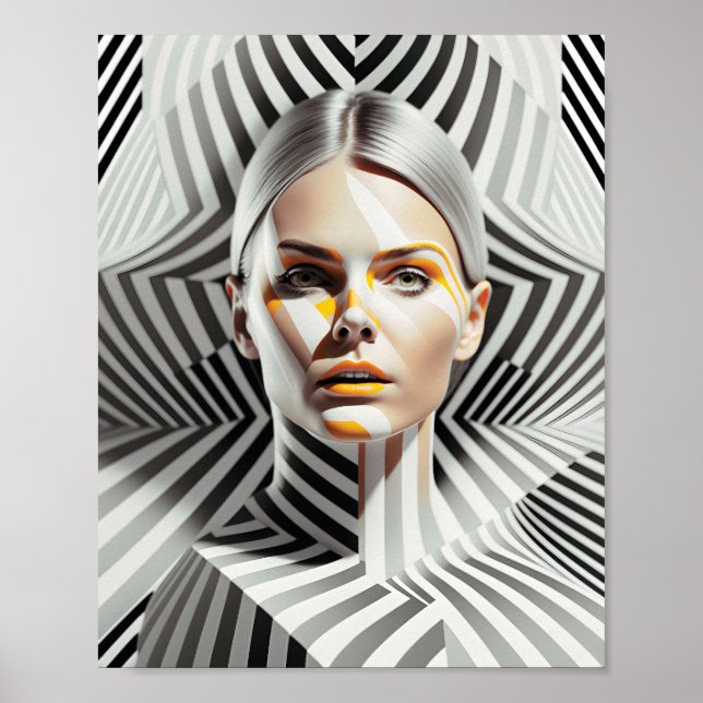 Vackert svart och vit konst av honkön Porträtt Poster (Framsidan)