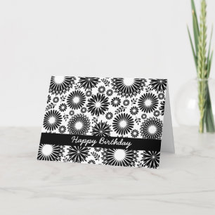 Vackert svart- och vitt födelsedagskort kort
