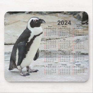 Vackert svartvitt 2024 års kalender musmatta