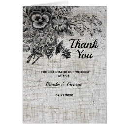 Vackert svartvitt/Grått-blommorBröllopet - tackkor Hälsningskort