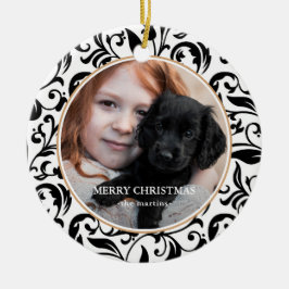 Vackert svartvitt - julfoto julgransprydnad keramik