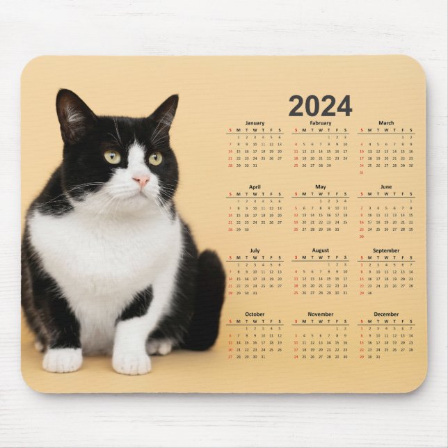 Vackert svartvitt - kalender 2024 musmatta (Framsidan)