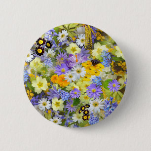Vackert system med färgade blommor knapp