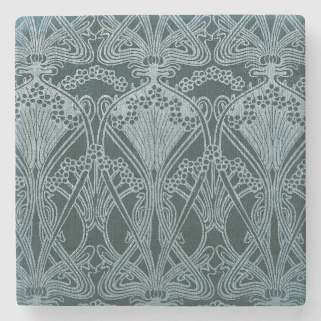 Vackert,teal silver,art nouveau mönster,blommigt,m stenunderlägg (Framsidan)