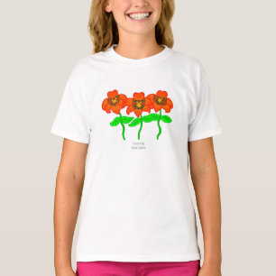 Vackert Tiger Lilies Girls White Basic T Shirt