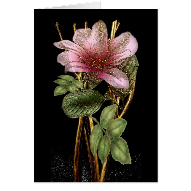 Vackert Tillfällen för Rosa och Guld Blommigt OBS Kort (Framsidan)