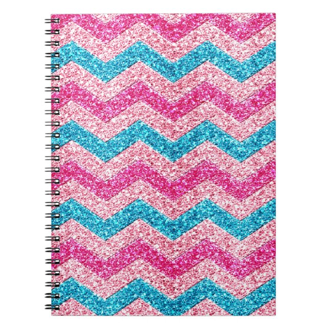 Vackert trendig glitter shining zigzag anteckningsbok (Framsidan)