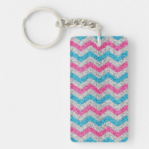 Vackert trendig glitter shining zigzag nyckelring
