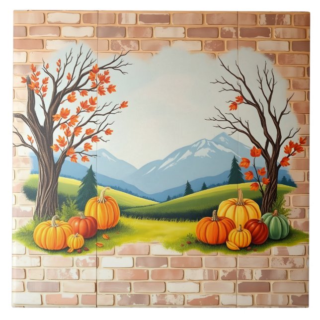 Vackert Trendig Happy thanksgiving Fall Kakelplatta (Framsidan)