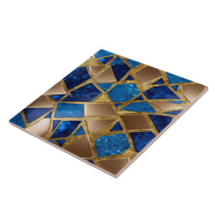 Vackert Trendig Ocean Blue Guld Collection Kakelplatta