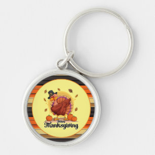 Vackert Trendig Thanksgiving - höstsamling Rund Silverfärgad Nyckelring