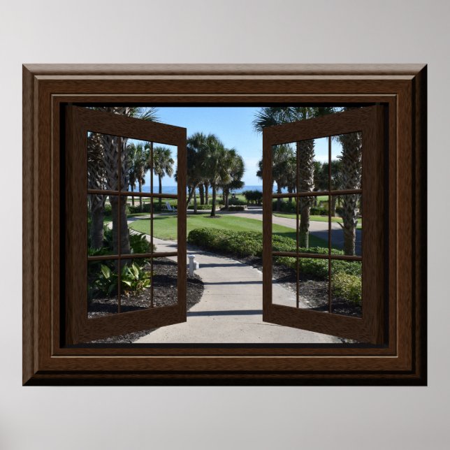 Vackert Tropical Handflatan Träd-uppmjukande fack Poster (Framsidan)