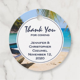 Vackert Tropiskt Beach med Rowboat Bröllop Gåvor Etiketter