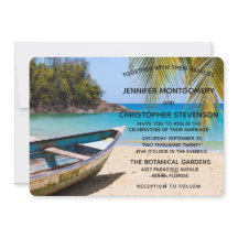 Vackert Tropiskt Beach med Rowboat Bröllop