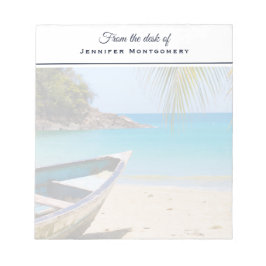 Vackert Tropiskt buss med en Rowboat Anteckningsblock