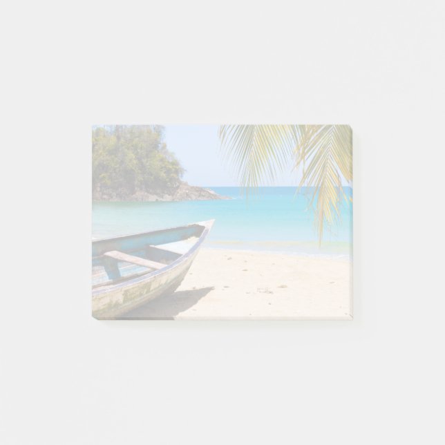 Vackert Tropiskt buss med en Rowboat Post-it Block (Framsida)