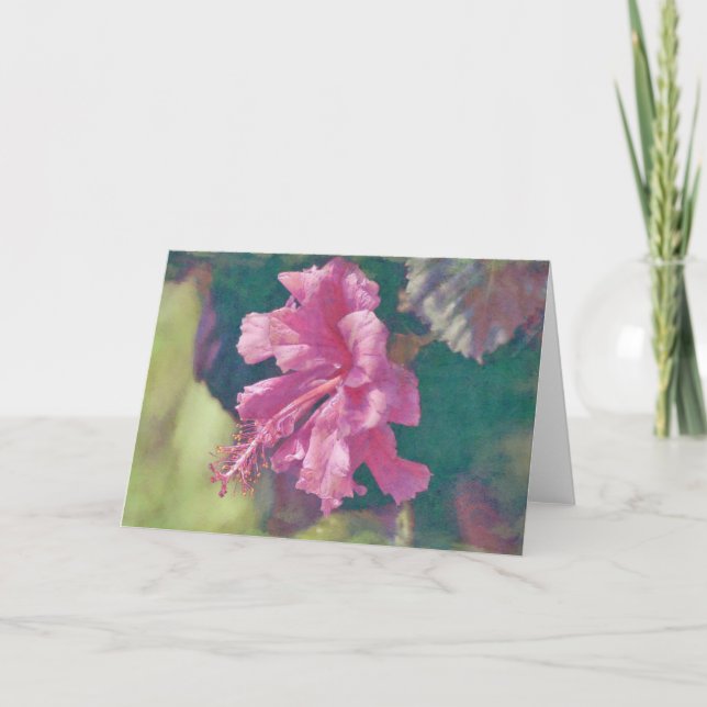 Vackert Tropiskt Hibiscus Rosa Flower Art Card Kort (Framsida)