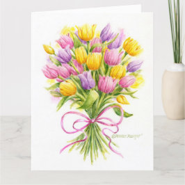 Vackert Tulip Bouquet Big Greeting Card Tack Kort
