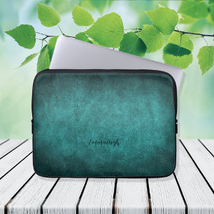 Vackert turkos Gamla Faux-läder Laptop Fodral