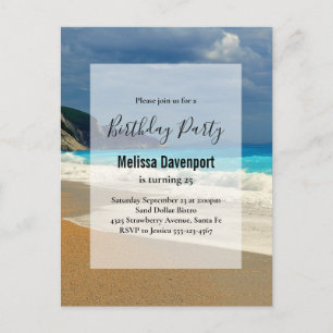 Vackert Turquise Sea Tropical Photo Birthday Inbjudan Vykort