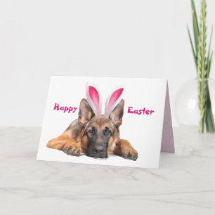 Vackert tyska Shepherd Bunny Öron Glad påsk Kort
